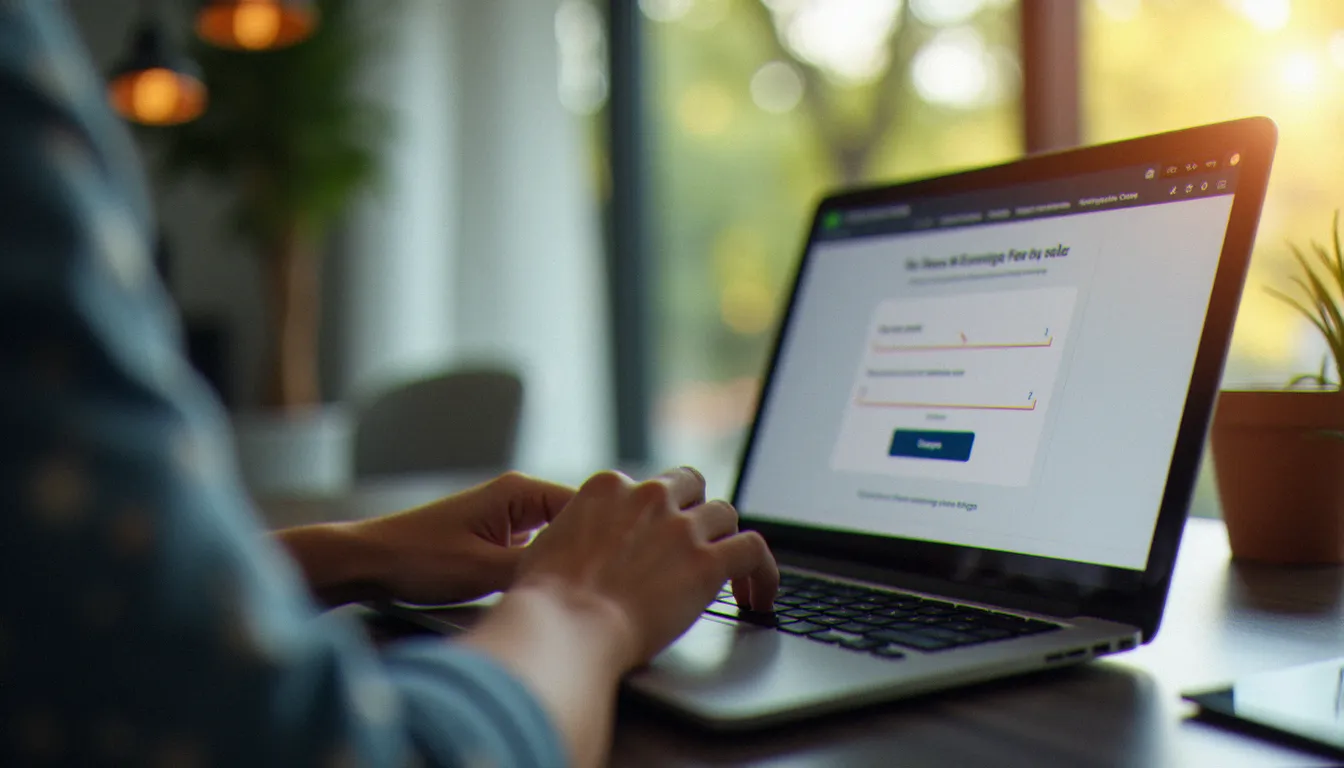 Mains tapant un code parrainage sur un formulaire de souscription en ligne pour un fournisseur d'énergie renouvelable