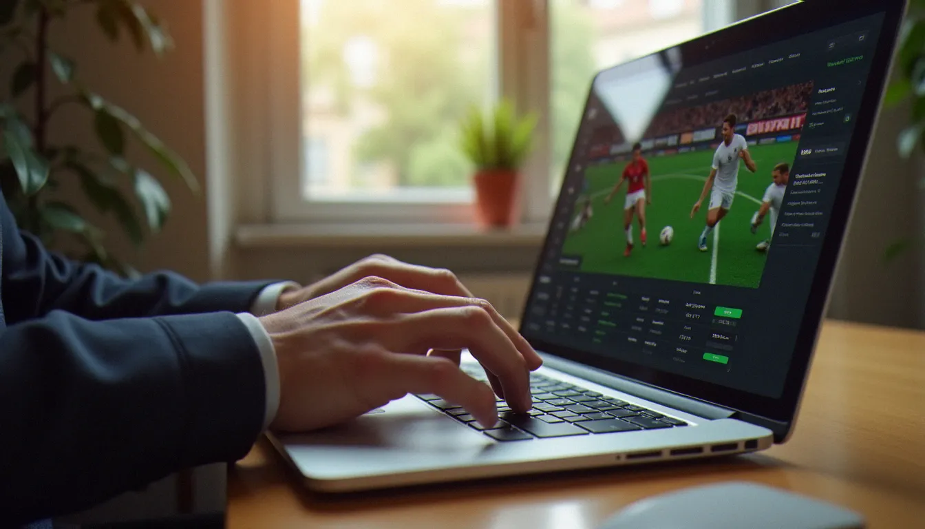Homme utilisant un code parrainage Unibet sur son ordinateur portable pour s'inscrire sur un site de paris sportifs