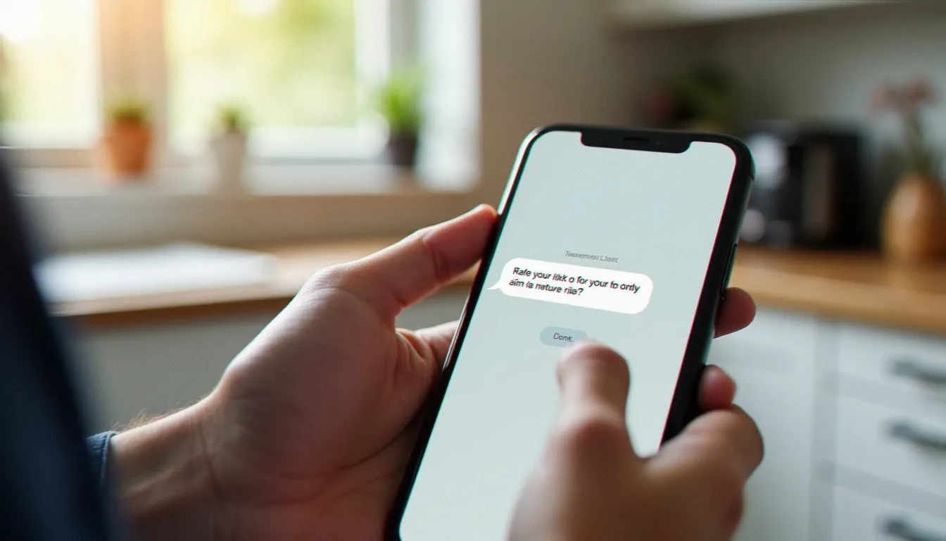 Une personne partage un lien de parrainage EDF depuis son smartphone, étape clé du processus de parrainage en ligne