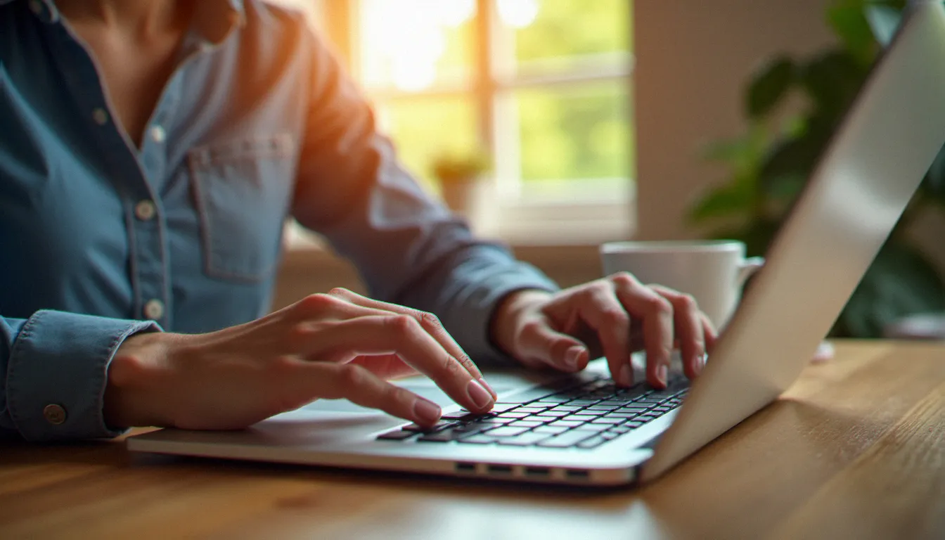 Utilisateur saisissant un code parrainage Coupon Network sur son ordinateur portable dans un bureau à domicile