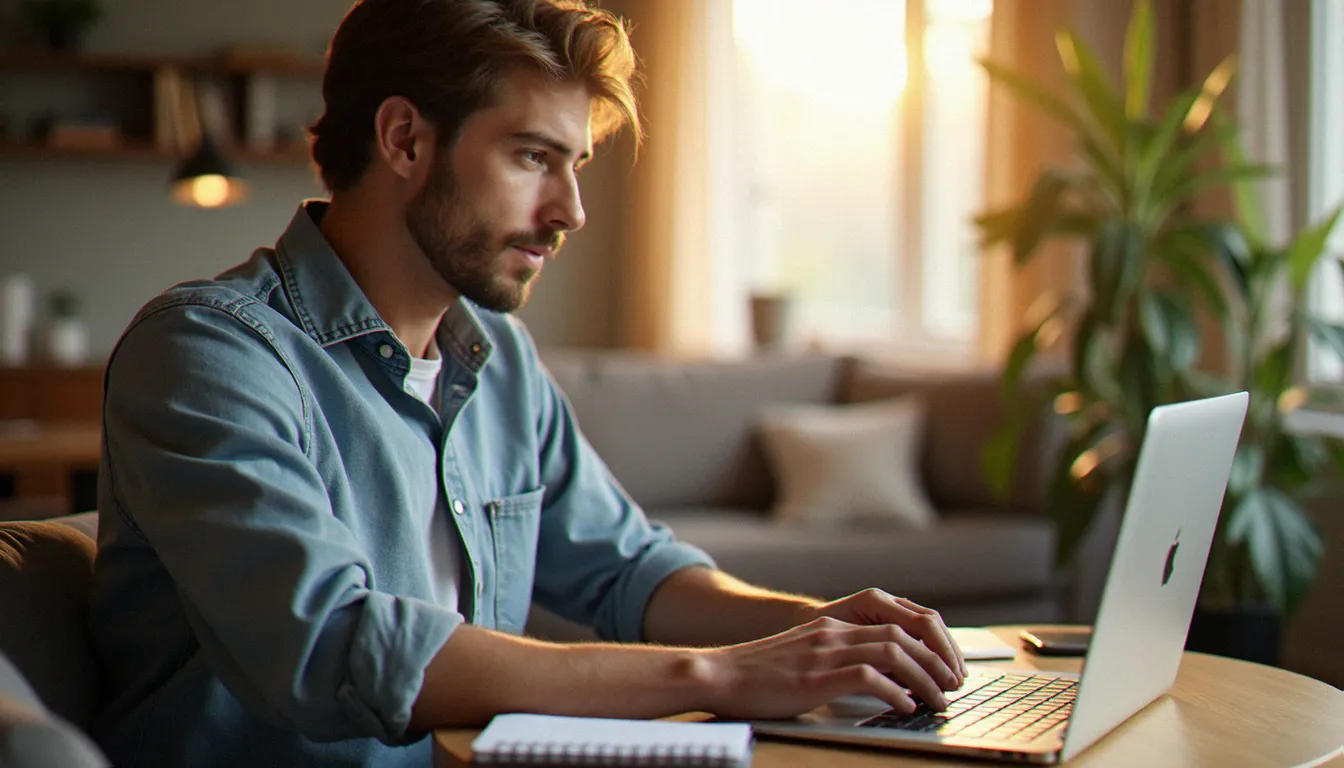 Homme recherchant des codes promo sur internet pour économiser sur ses achats Zalando