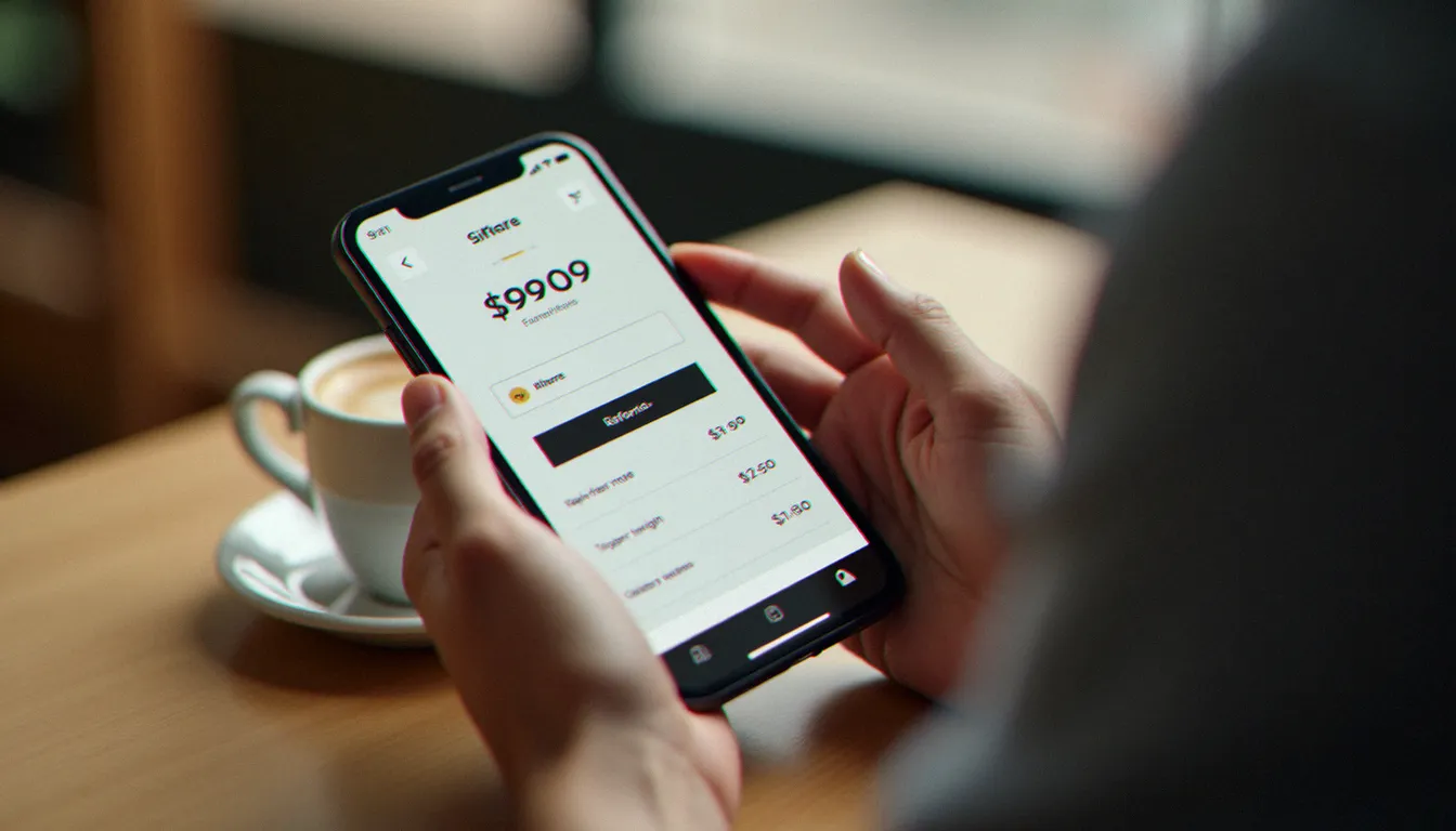 Mains tenant un smartphone ouvert sur la section parrainage d'une application fitness, illustrant les étapes pour partager un code de parrainage Basic Fit