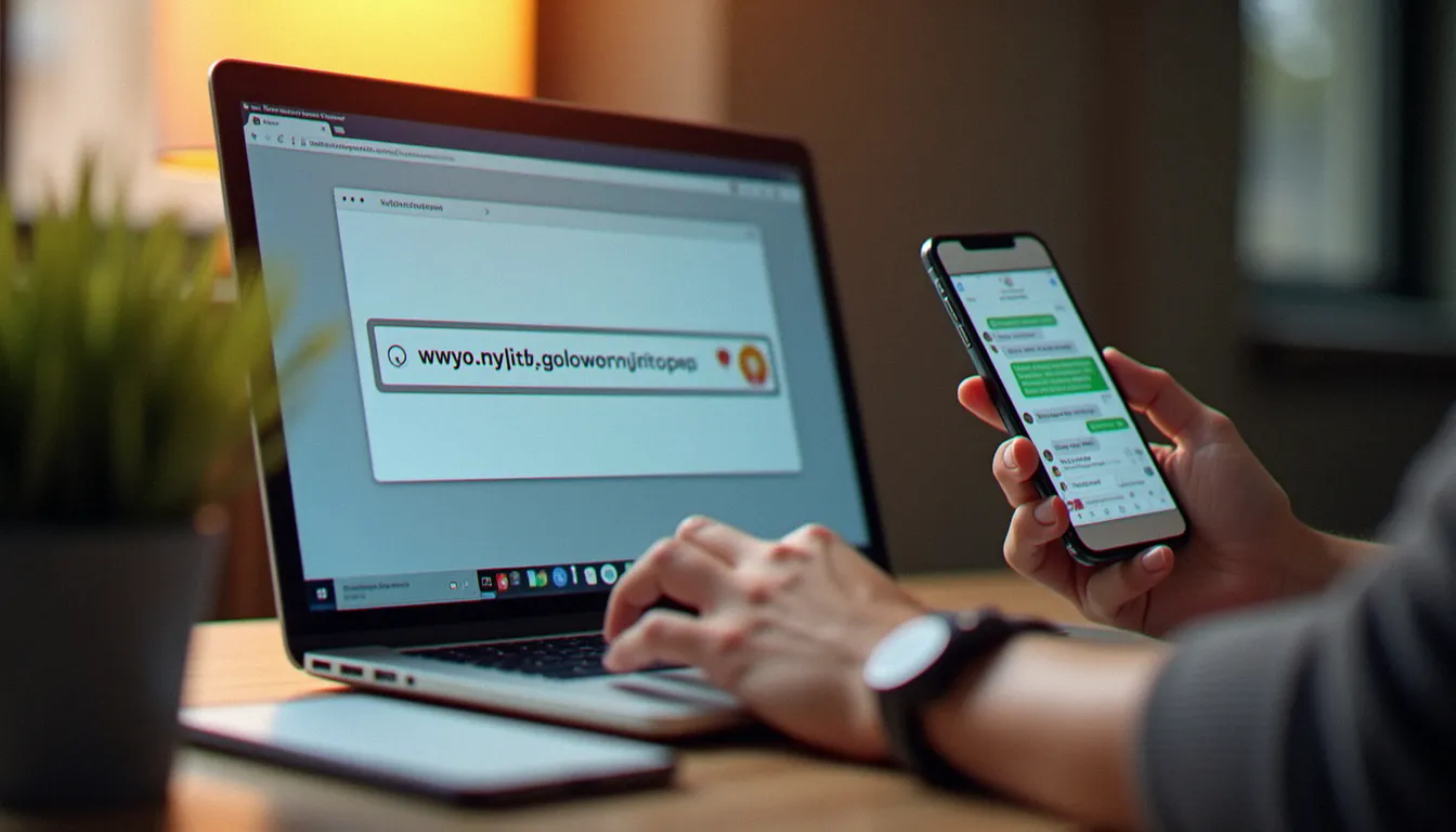 Copier-coller d'un lien de parrainage Revolut depuis un ordinateur vers une conversation mobile