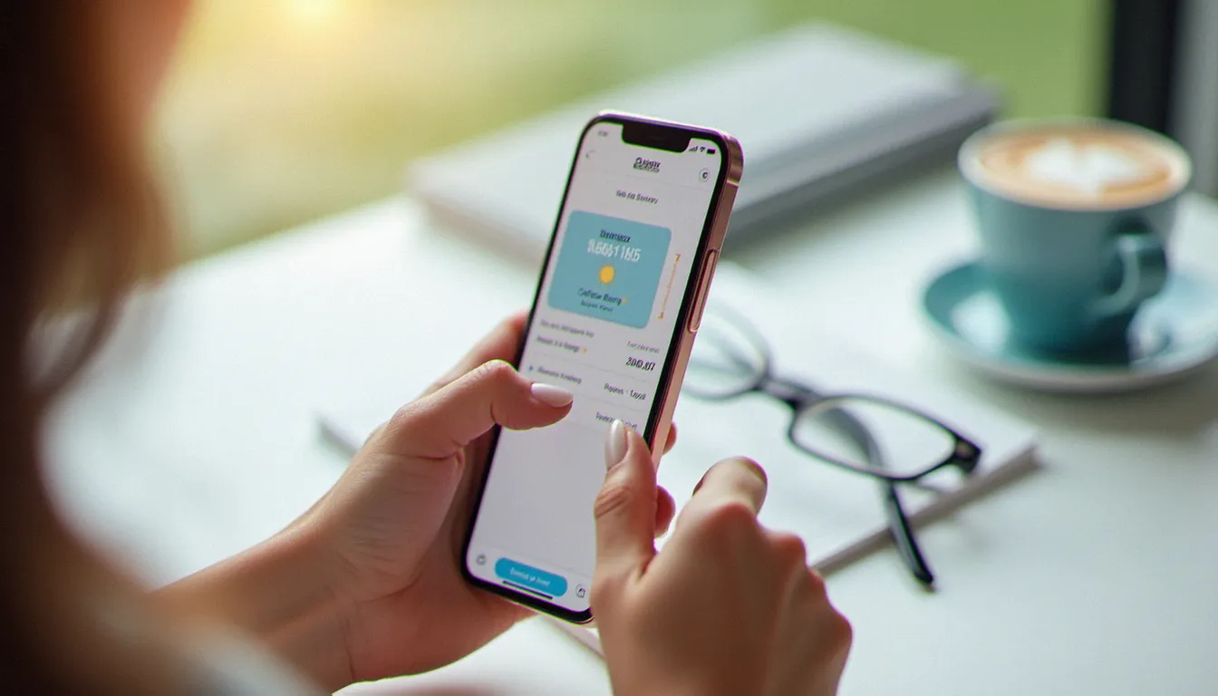 Femme partageant son revolut code parrainage depuis son smartphone, prime de 25 € visible à l'écran