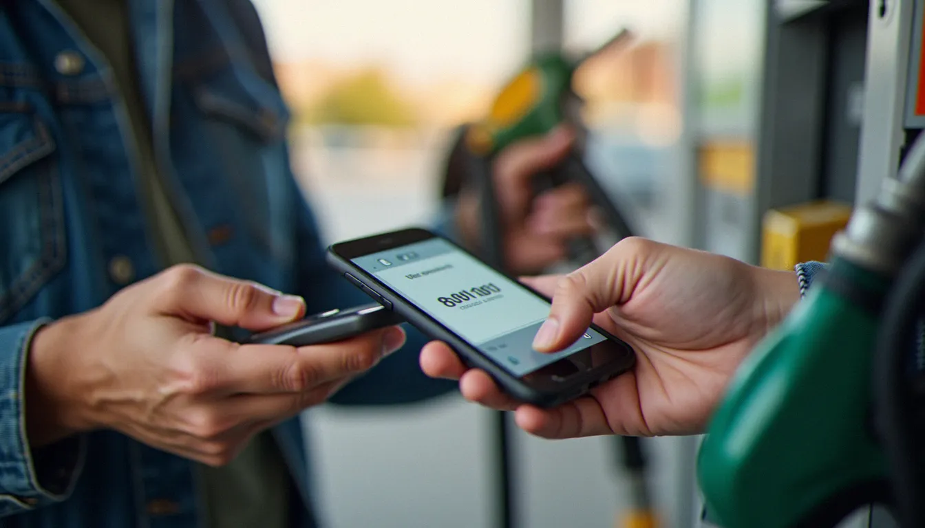 Échange de code parrainage TotalEnergies sur smartphone en station-service